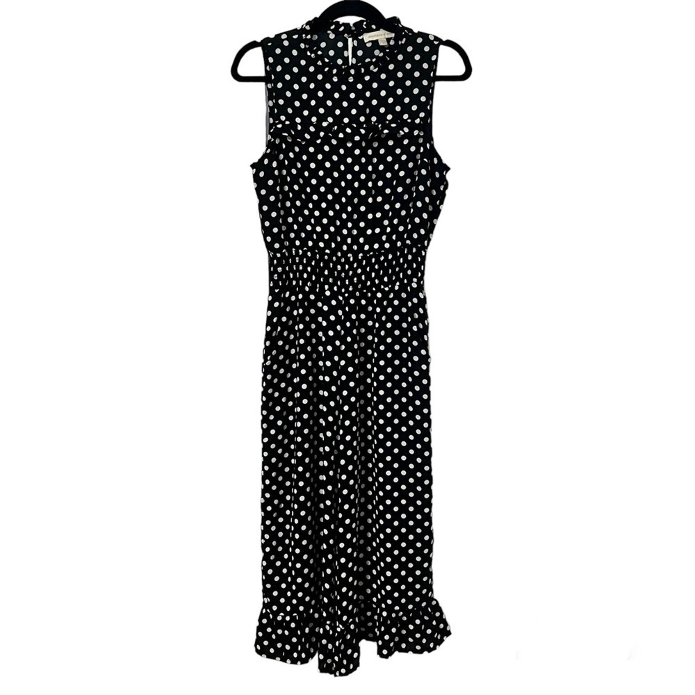 MONTEAU Black Polka Dot Ruffle Jumpsuit Size M